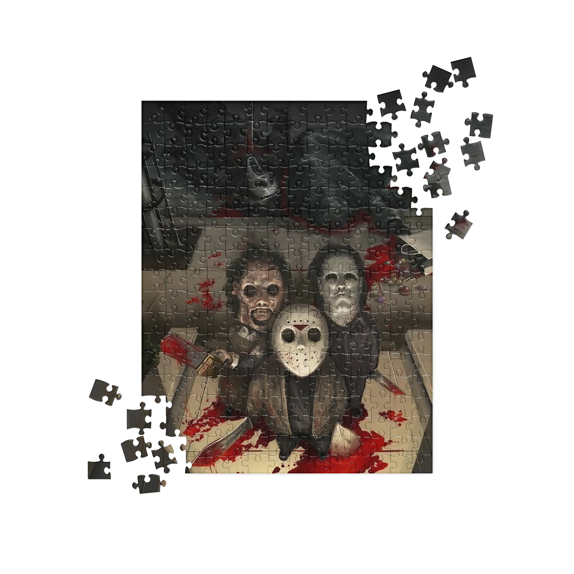 Jigsaw puzzle featuring horror movie icons